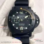 Perfect Panerai Submersible 1000m 47MM Watches - PAM00243 Luminor 1950  Black Case/Dial Black Rubber Strap
